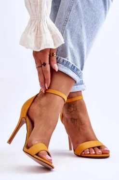 Sandały Na Obcasie>Boto Zamszowe Sandały Na Szpilce Żółte Liberty