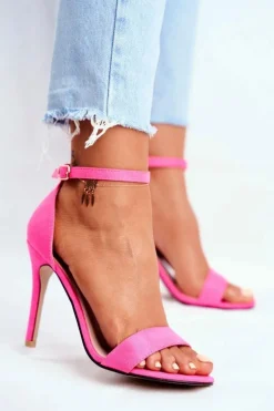 Sandały Na Obcasie>Boto Zamszowe Sandały Na Szpilce Fuksja Liberty