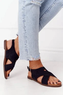 Sandały Płaskie><noscript><img width=