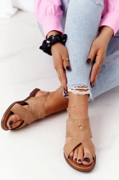 Buty Sergio Leone Zamszowe Sandały Sergio Leone SK060 Beżowe