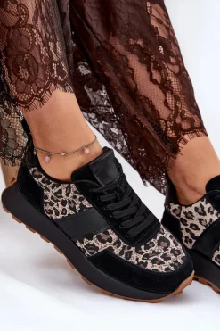 Online Zamszowe Sneakersy Damskie Na Platformie Panterka Vinceza 66793 Czarne Damskie Sneakersy Damskie