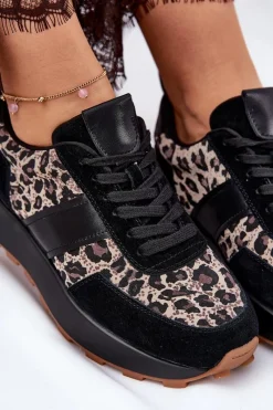 Online Zamszowe Sneakersy Damskie Na Platformie Panterka Vinceza 66793 Czarne Damskie Sneakersy Damskie
