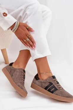 New Buty damskie Vinceza Zamszowe Sneakersy Damskie Vinceza 79557 Ciemnobeżowe Beżowy