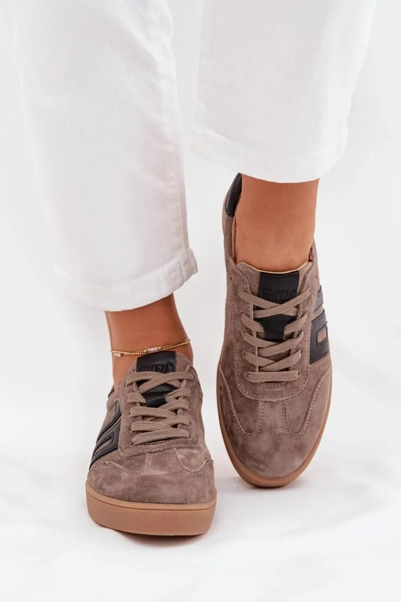 New Buty damskie Vinceza Zamszowe Sneakersy Damskie Vinceza 79557 Ciemnobeżowe Beżowy