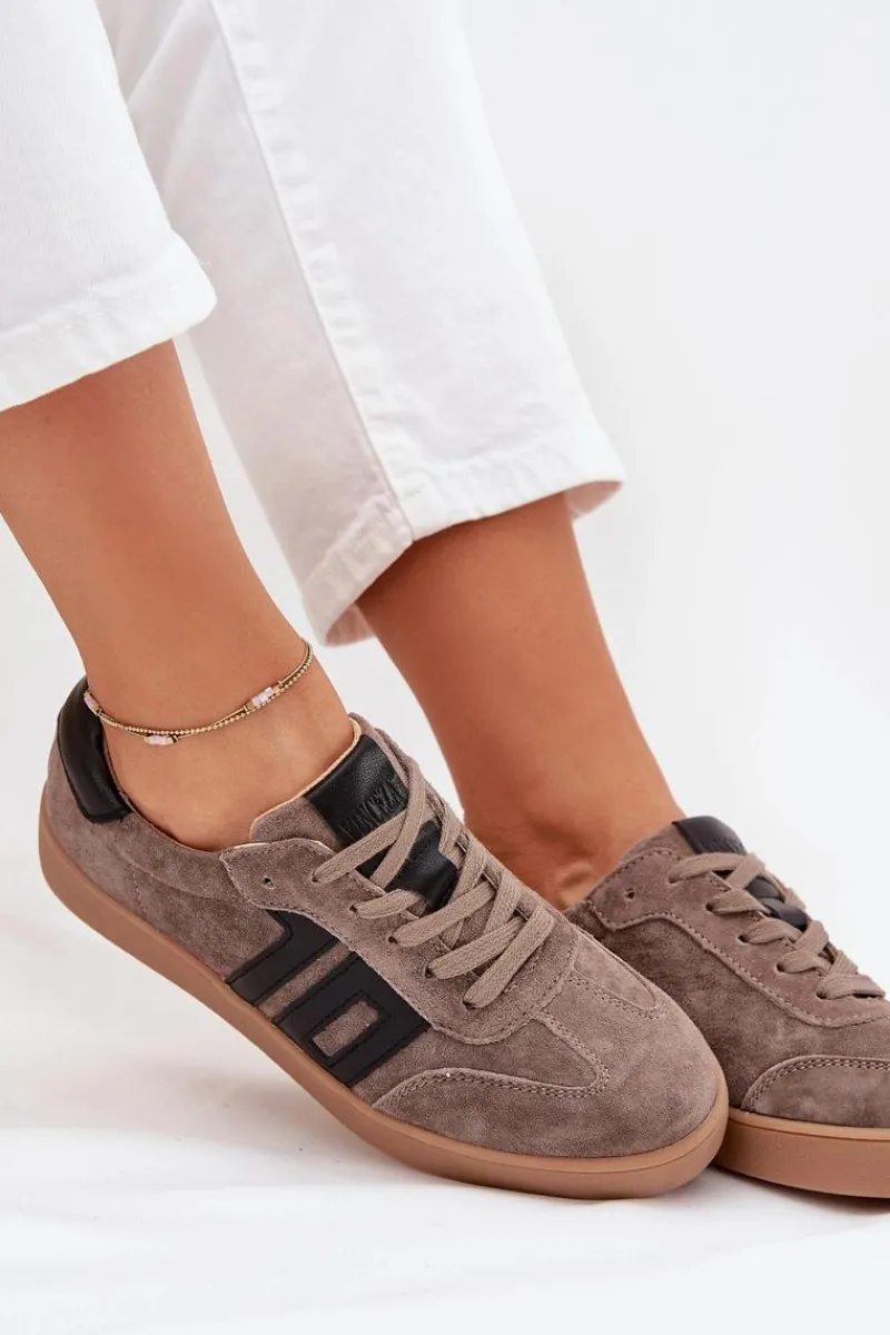 New Buty damskie Vinceza Zamszowe Sneakersy Damskie Vinceza 79557 Ciemnobeżowe Beżowy