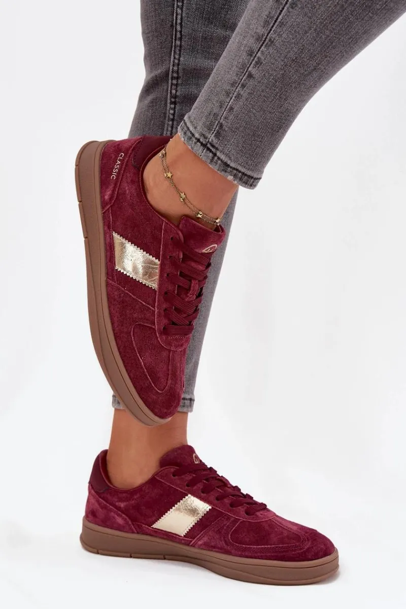 Sneakersy Damskie>Buty damskie Vinceza Zamszowe Sneakersy Damskie Vinceza 14029 Bordowe Czerwony