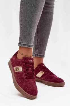 Sneakersy Damskie>Buty damskie Vinceza Zamszowe Sneakersy Damskie Vinceza 14029 Bordowe Czerwony