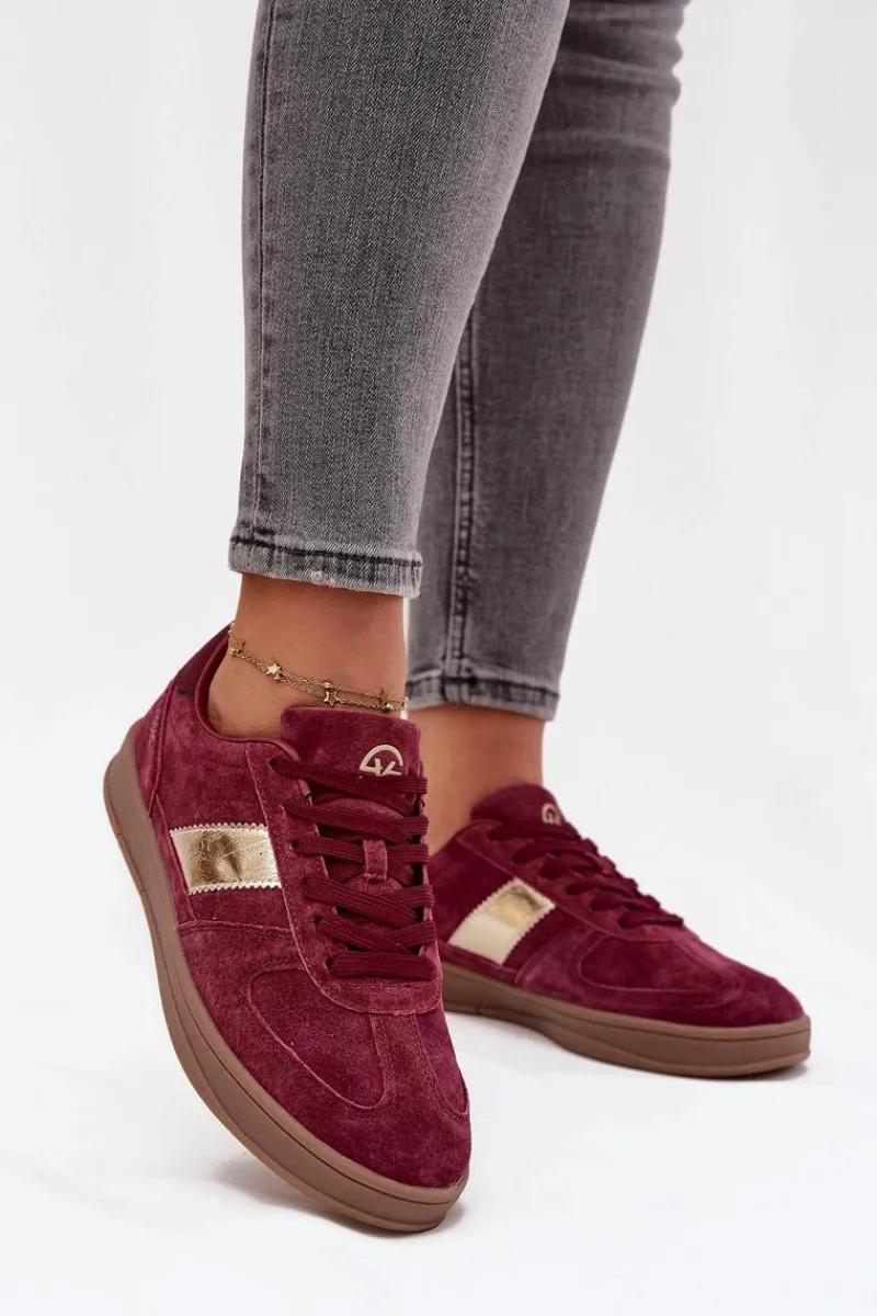 Sneakersy Damskie>Buty damskie Vinceza Zamszowe Sneakersy Damskie Vinceza 14029 Bordowe Czerwony