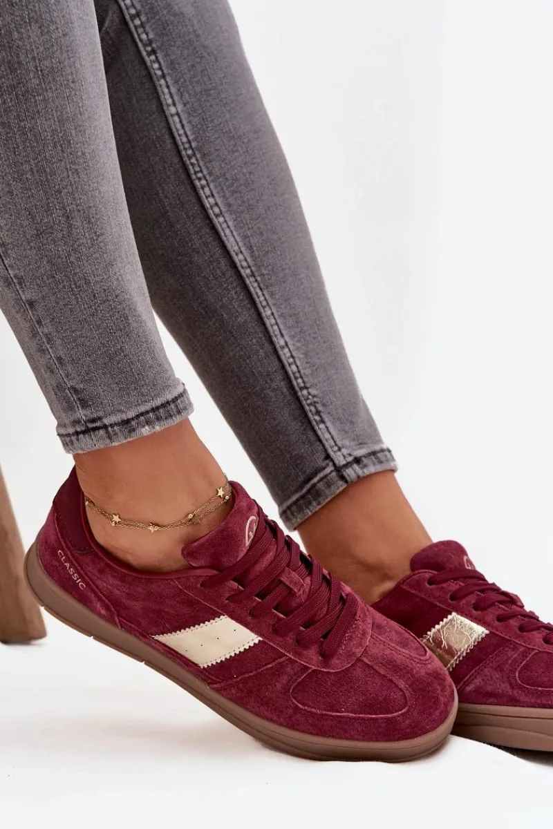 Sneakersy Damskie>Buty damskie Vinceza Zamszowe Sneakersy Damskie Vinceza 14029 Bordowe Czerwony