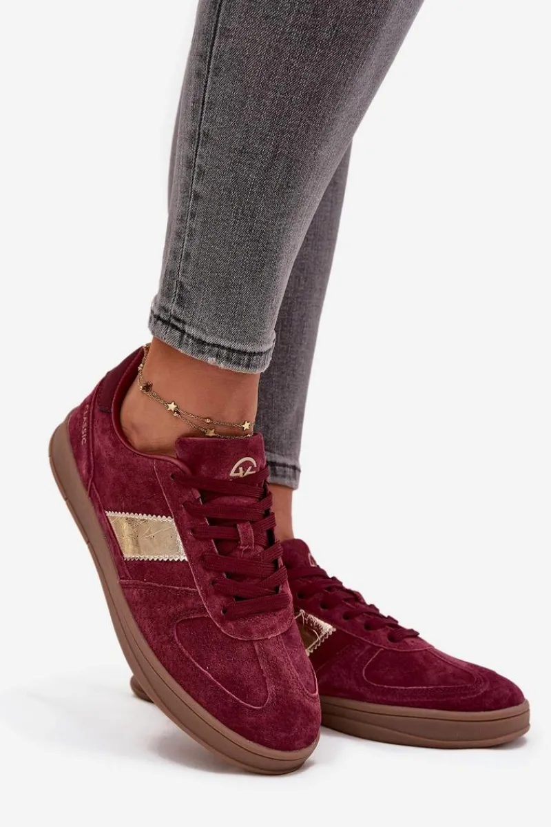 Sneakersy Damskie>Buty damskie Vinceza Zamszowe Sneakersy Damskie Vinceza 14029 Bordowe Czerwony