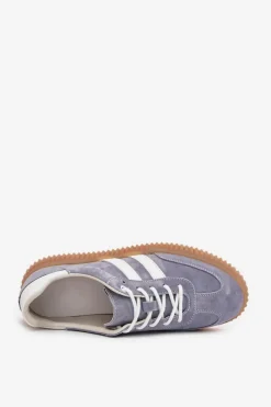 Sneakersy Damskie></noscript>Boto Zamszowe Sneakersy Damskie Na Platformie Niebieskie Marisae