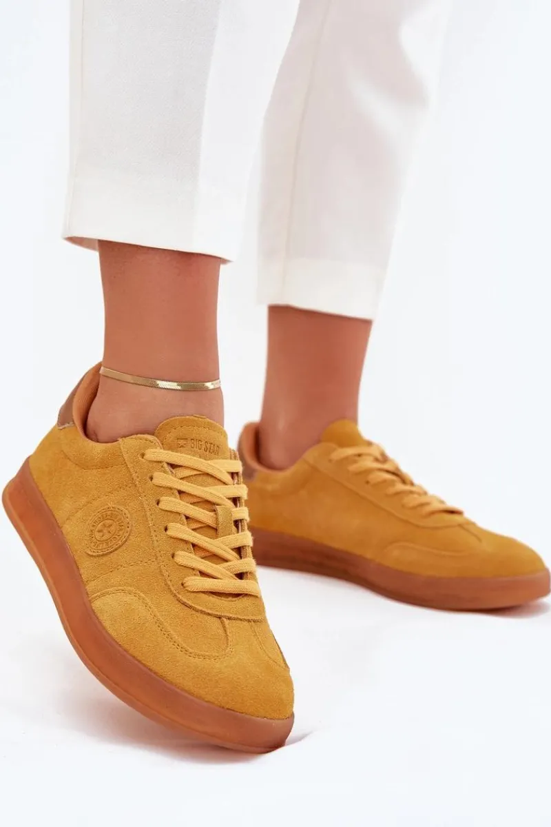 Buty Sportowe Big Star|Sneakersy Damskie>Big Star Shoes Zamszowe Sneakersy Damskie Big Star RR274846 HI-POLY SYSTEM Żółte Żółty