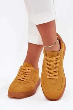 Buty Sportowe Big Star|Sneakersy Damskie>Big Star Shoes Zamszowe Sneakersy Damskie Big Star RR274846 HI-POLY SYSTEM Żółte Żółty