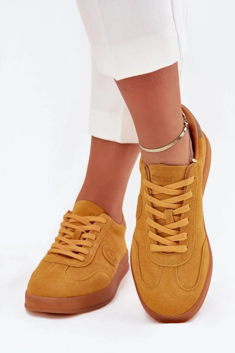 Buty Sportowe Big Star|Sneakersy Damskie>Big Star Shoes Zamszowe Sneakersy Damskie Big Star RR274846 HI-POLY SYSTEM Żółte Żółty