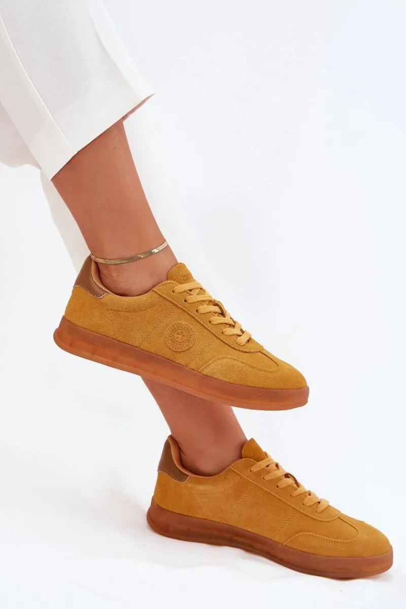 Buty Sportowe Big Star|Sneakersy Damskie>Big Star Shoes Zamszowe Sneakersy Damskie Big Star RR274846 HI-POLY SYSTEM Żółte Żółty