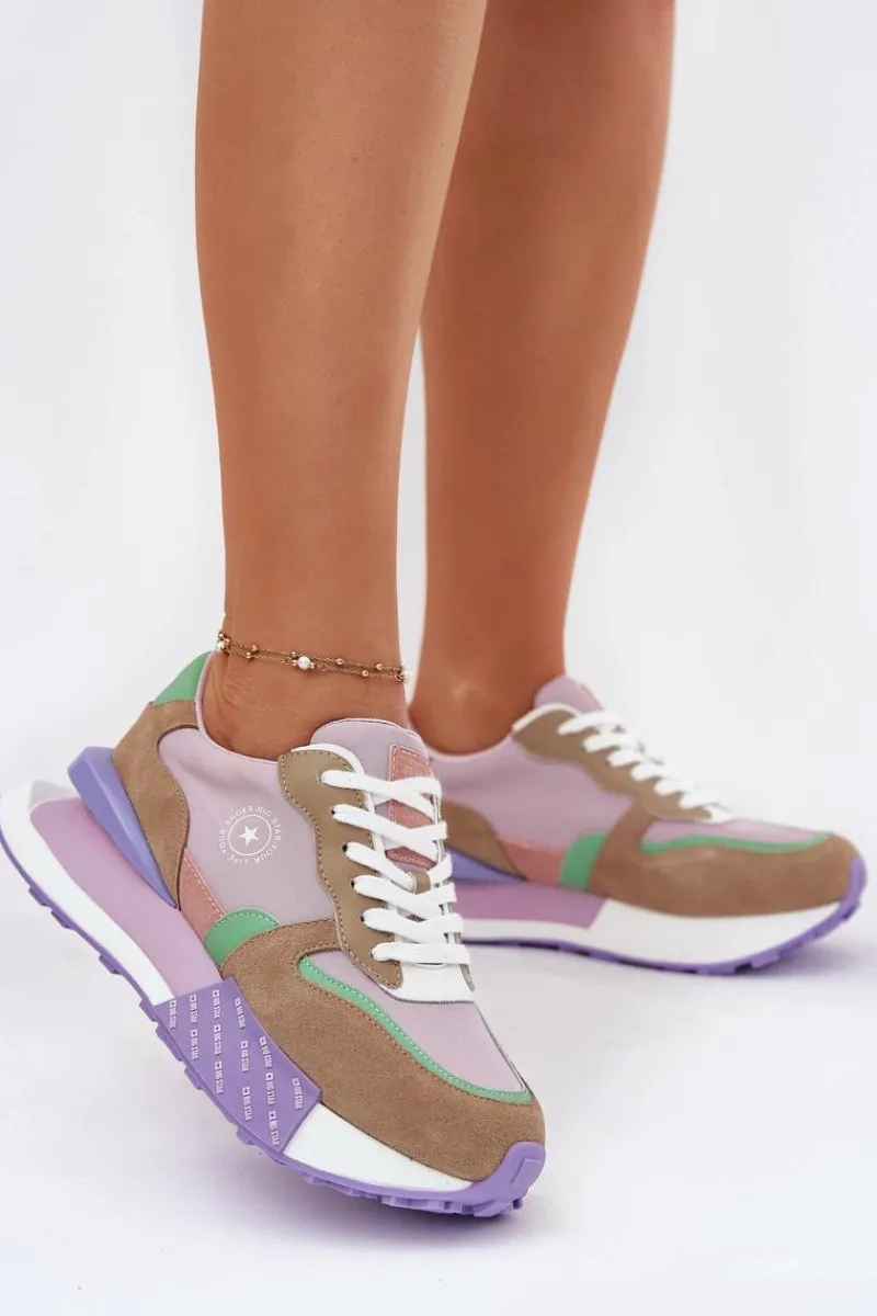 Hot Big Star Shoes Zamszowe Sneakersy Damskie Na Platformie Big Star RR274815 HI-POLY SYSTEM Różowe