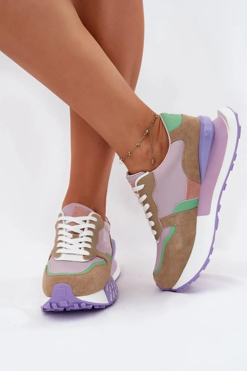 Hot Big Star Shoes Zamszowe Sneakersy Damskie Na Platformie Big Star RR274815 HI-POLY SYSTEM Różowe