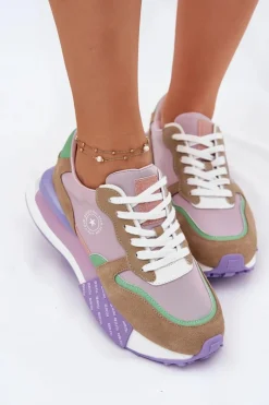 Hot Big Star Shoes Zamszowe Sneakersy Damskie Na Platformie Big Star RR274815 HI-POLY SYSTEM Różowe