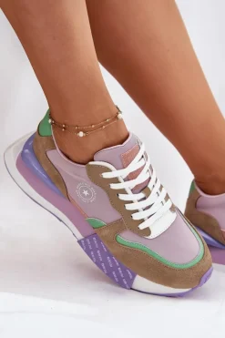 Hot Big Star Shoes Zamszowe Sneakersy Damskie Na Platformie Big Star RR274815 HI-POLY SYSTEM Różowe