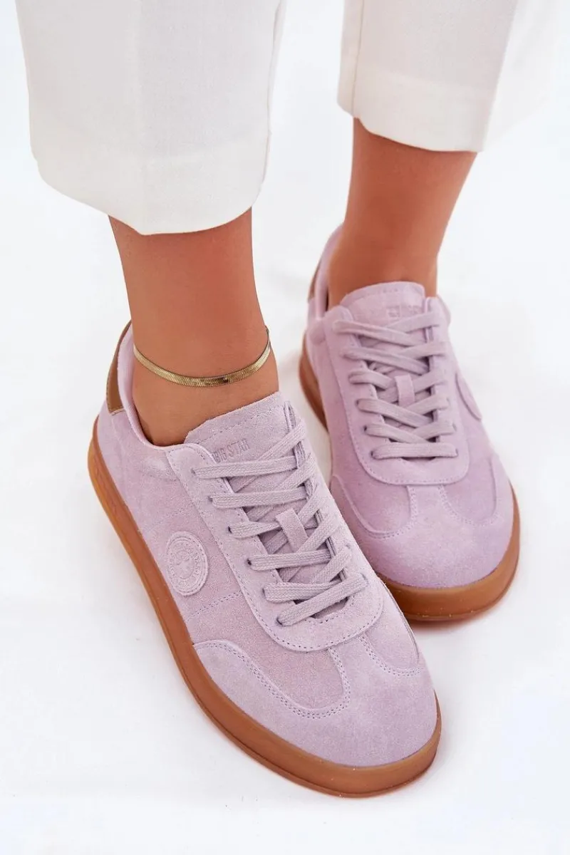Sale Big Star Shoes Zamszowe Sneakersy Damskie Big Star RR274850 HI-POLY SYSTEM Fioletowe