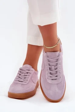 Sale Big Star Shoes Zamszowe Sneakersy Damskie Big Star RR274850 HI-POLY SYSTEM Fioletowe