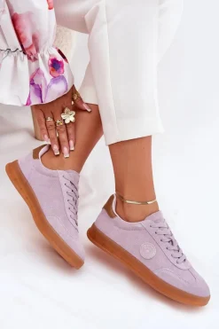 Sale Big Star Shoes Zamszowe Sneakersy Damskie Big Star RR274850 HI-POLY SYSTEM Fioletowe