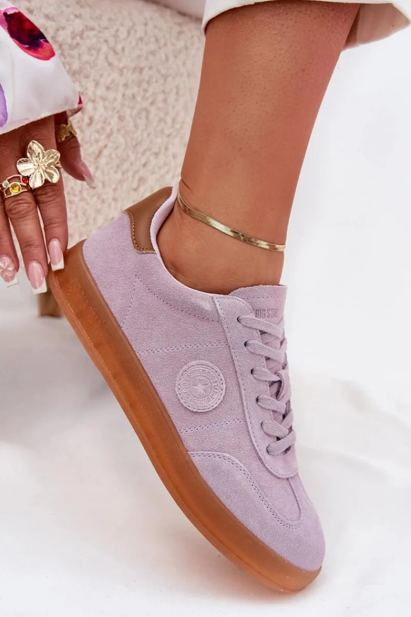 Sale Big Star Shoes Zamszowe Sneakersy Damskie Big Star RR274850 HI-POLY SYSTEM Fioletowe