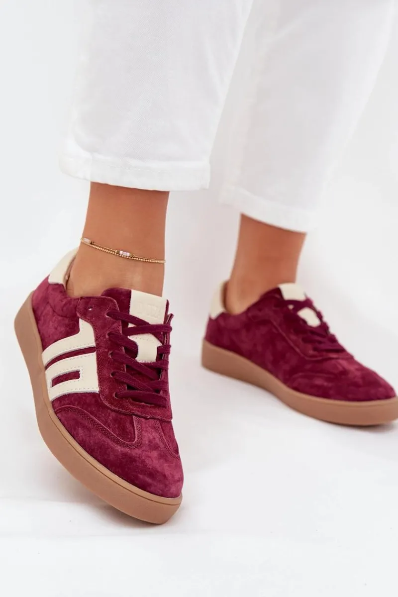 Sneakersy Damskie>Buty damskie Vinceza Zamszowe Sneakersy Damskie Vinceza 79557 Bordowe Czerwony