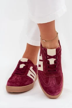 Sneakersy Damskie>Buty damskie Vinceza Zamszowe Sneakersy Damskie Vinceza 79557 Bordowe Czerwony