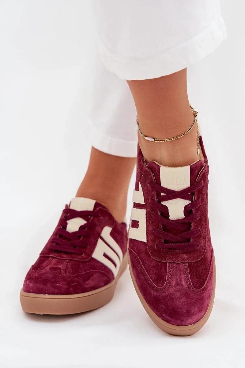 Sneakersy Damskie>Buty damskie Vinceza Zamszowe Sneakersy Damskie Vinceza 79557 Bordowe Czerwony