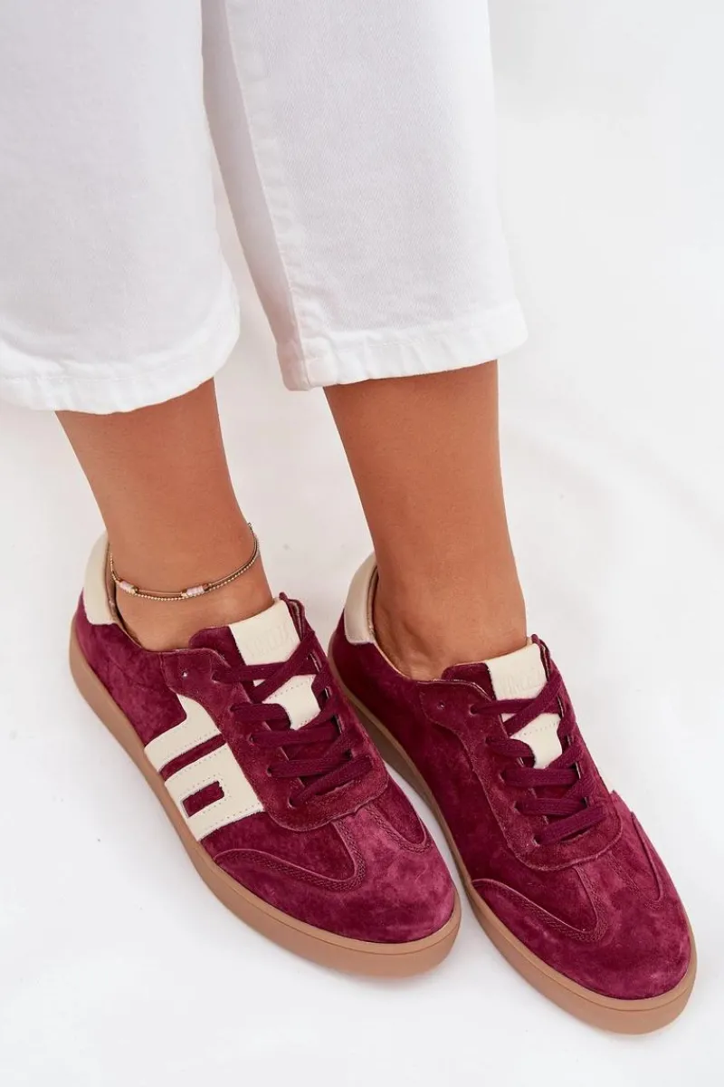 Sneakersy Damskie>Buty damskie Vinceza Zamszowe Sneakersy Damskie Vinceza 79557 Bordowe Czerwony