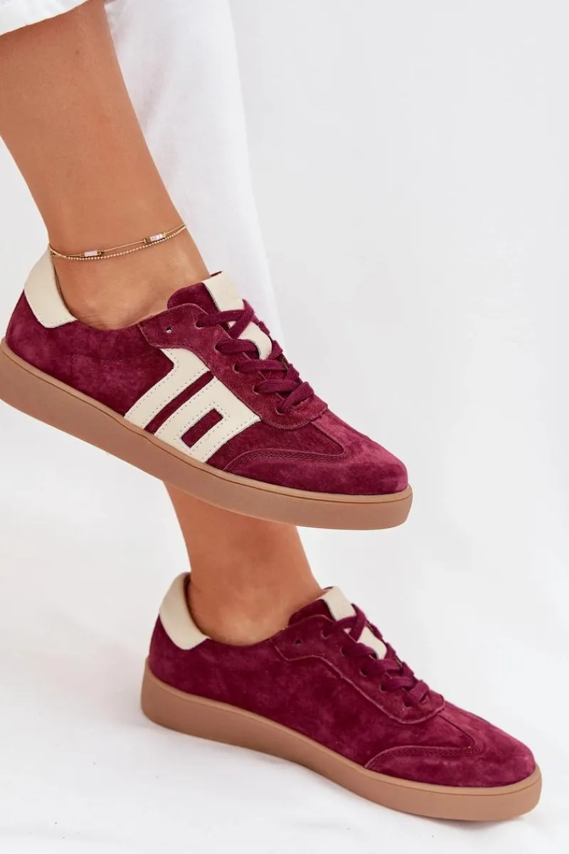 Sneakersy Damskie>Buty damskie Vinceza Zamszowe Sneakersy Damskie Vinceza 79557 Bordowe Czerwony