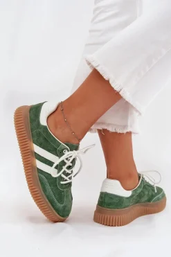 Online Boto Zamszowe Sneakersy Damskie Na Platformie Zielone Marisae Zielony