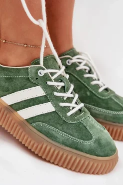 Online Boto Zamszowe Sneakersy Damskie Na Platformie Zielone Marisae Zielony