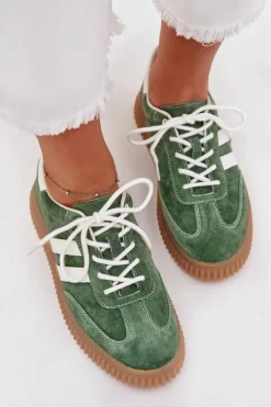 Online Boto Zamszowe Sneakersy Damskie Na Platformie Zielone Marisae Zielony