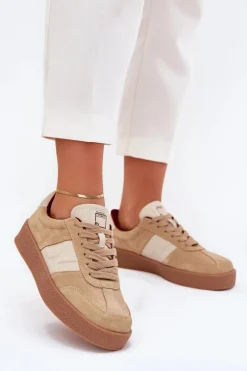 Buty Sportowe Na Platformie|Sneakersy Damskie>Daniel Lopez Just Dare Zamszowe Sneakersy Damskie SS2D4022 Beżowe Beżowy