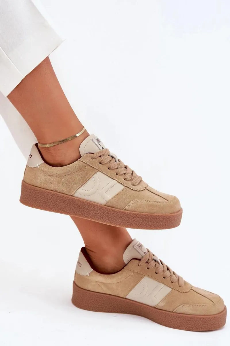 Buty Sportowe Na Platformie|Sneakersy Damskie>Daniel Lopez Just Dare Zamszowe Sneakersy Damskie SS2D4022 Beżowe Beżowy