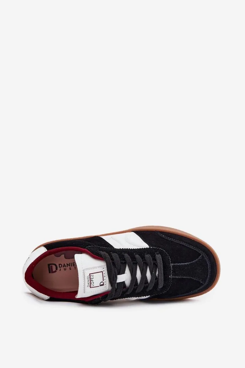 Online Zamszowe Sneakersy Damskie SS2D4021 Czarne Damskie Buty Sportowe Na Platformie|Sneakersy Damskie