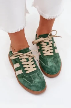 Sneakersy Damskie></noscript>Boto Zamszowe Sneakersy Damskie Zielone Sirella