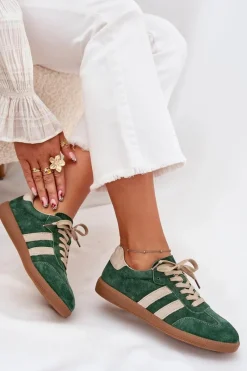 Sneakersy Damskie></noscript>Boto Zamszowe Sneakersy Damskie Zielone Sirella