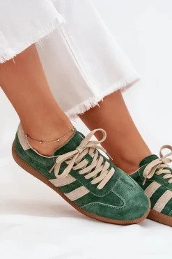 Sneakersy Damskie></noscript>Boto Zamszowe Sneakersy Damskie Zielone Sirella