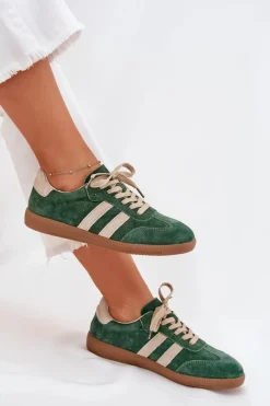 Sneakersy Damskie></noscript>Boto Zamszowe Sneakersy Damskie Zielone Sirella