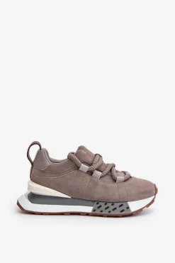 Buty Sportowe Na Platformie></noscript>Boto Zamszowe Sneakersy Damskie Na Platformie Z Grubym Sznurowaniem Artiker 54C1463 Szare Szary