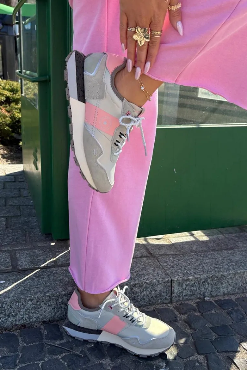 Sale Zamszowe Sneakersy Damskie Big Star RR274243 HI-POLY SYSTEM Szaro-Różowe Damskie Buty Sportowe Big Star|Sneakersy Damskie