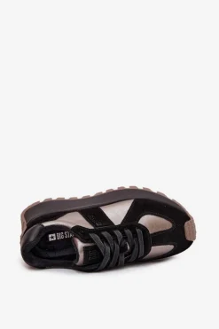 Clearance Big Star Shoes Zamszowe Sneakersy Damskie Ocieplane Na Platformie Big Star OO274A217 HI-POLY SYSTEM Czarne Czarny