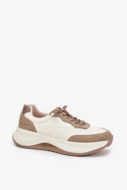 Clearance Big Star Shoes Zamszowe Sneakersy Damskie Na Platformie Big Star RR274A344 HI-POLY SYSTEM Beżowe Beżowy