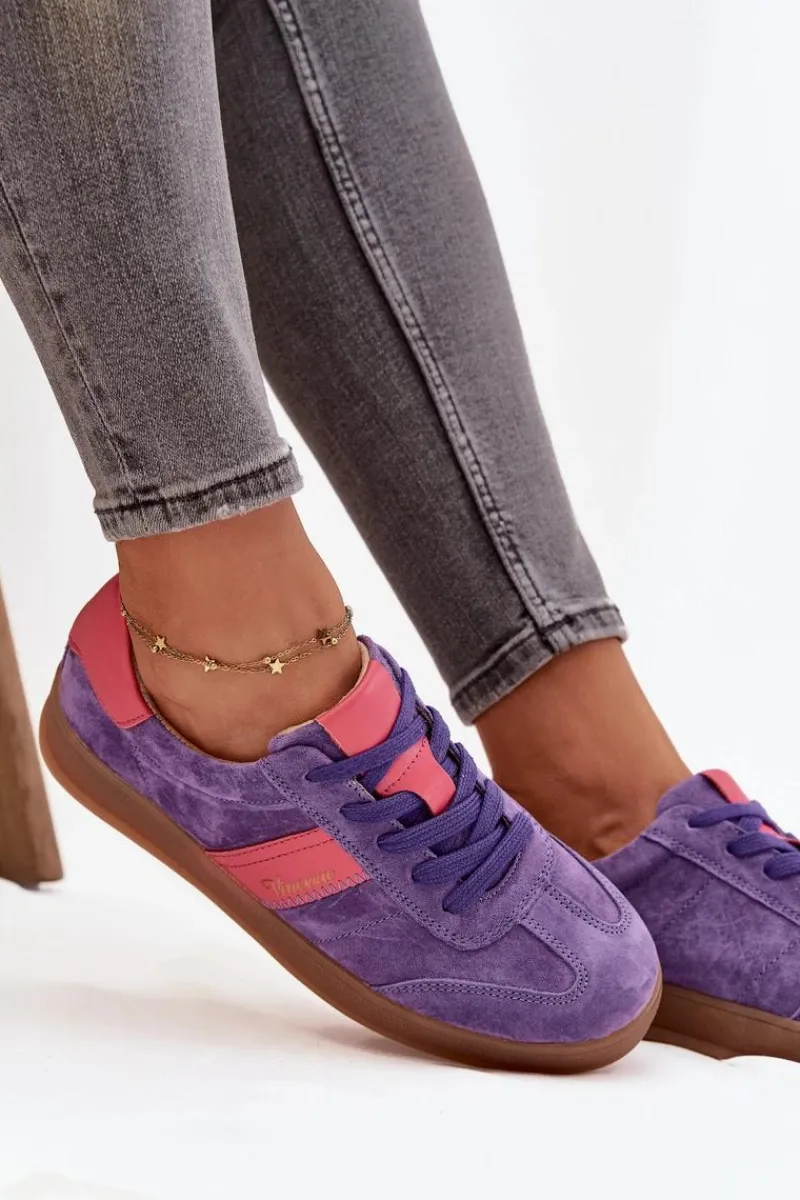 Outlet Zamszowe Sneakersy Damskie Vinceza 79576 Fioletowe Damskie Sneakersy Damskie