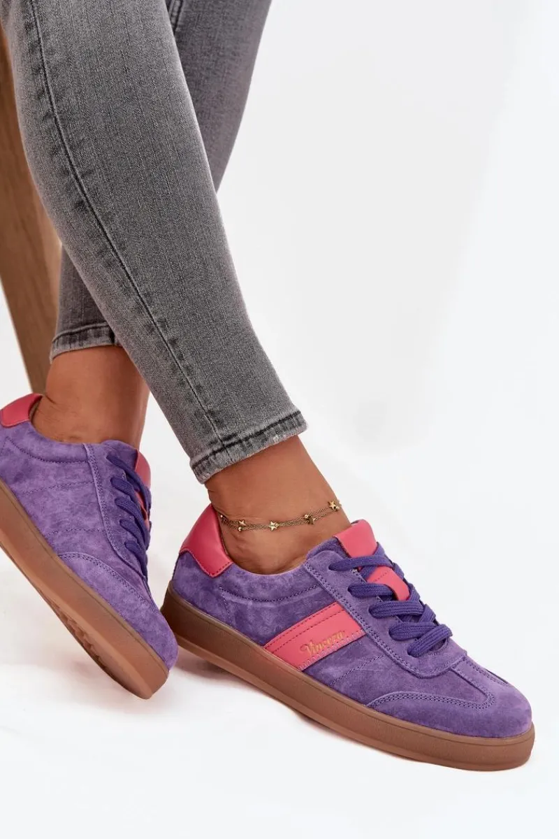 Outlet Zamszowe Sneakersy Damskie Vinceza 79576 Fioletowe Damskie Sneakersy Damskie
