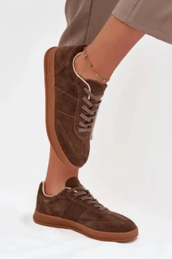 Buty Sportowe Big Star|Sneakersy Damskie>Big Star Shoes Zamszowe Sneakersy Damskie Big Star SS274676 HI-POLY SYSTEM Brązowe Brązowy