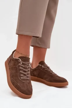 Buty Sportowe Big Star|Sneakersy Damskie>Big Star Shoes Zamszowe Sneakersy Damskie Big Star SS274676 HI-POLY SYSTEM Brązowe Brązowy